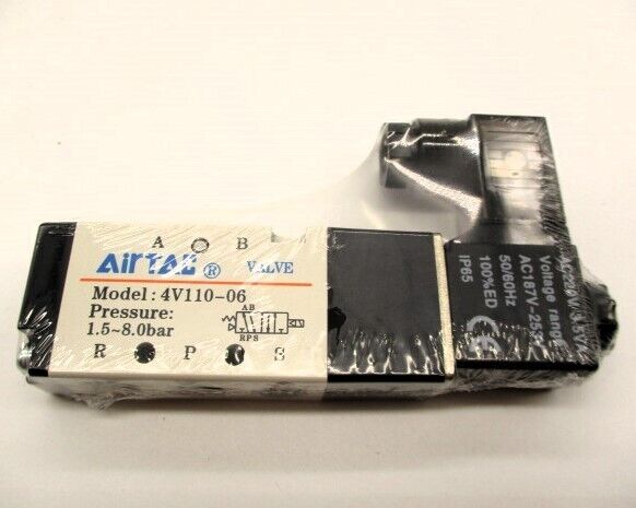 AirTac 4V110-06 DC24V NPT Single Solenoid Pneumatic Air Valve – 5-Way/2-Position, Open Box